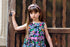 Girls Dia De Los Muertos Cotton Print Sleeveless Summer Dress with Bow, Sizes 2-21